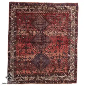 Hand-knotted Vintage Shiraz Rug, 6'1"x5'5", Code:1073