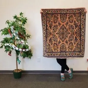 Hand-Knotted Arak Vintage Rug, 3' 5"x 3' 9", Code:1215