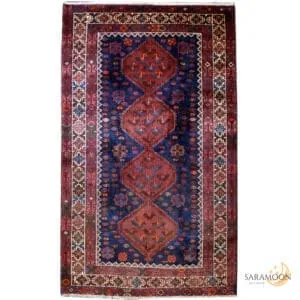 Hand-Knotted Shiraz Rug in Dark Unique Colours