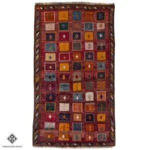 Hand-knotted Vintage Shiraz Gabbeh Rug, 6'5"x3'8", Code:1004