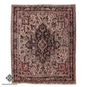 Hand-knotted Vintage Heriz Small Rug, 4'2"x3'6", Code:1205