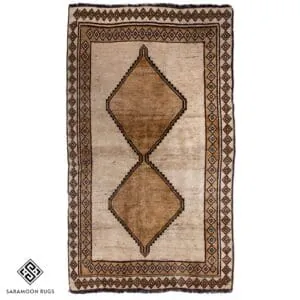 Hand-knotted Neutral Vintage Shiraz Rug, 5'9"x3'5", Code:1182