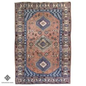 Hand-knotted Vintage Ardebil Rug, 6'4"x4'5", Code:1032