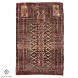 Hand-knotted Vintage Balooch Prayer Rug, 4'7"x3'3", Code:1048