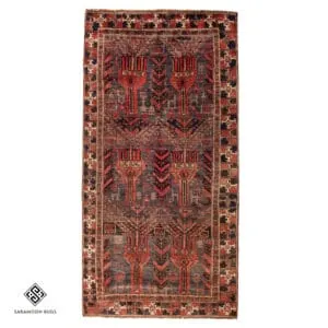 Hand-knotted Vintage Balooch Rug, 7'7"x3'8", Code:1027