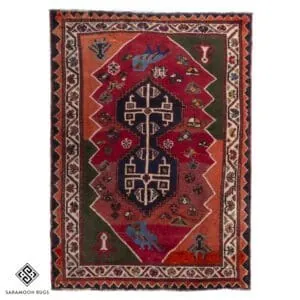 Hand-knotted Vintage Shiraz Rug, 5'3"x3'10", Code:1034