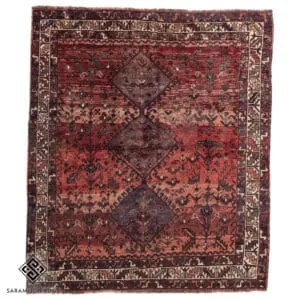 Hand-knotted Vintage Shiraz Rug, 6'1"x5'5", Code:1073