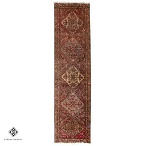 Hand-knotted Vintage Qarajeh Runner, 10'6"x2'8", Code:1082