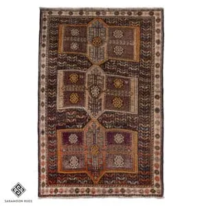 Hand-knotted Vintage Tribal Rug,6'4"x4'5" , Code:1084