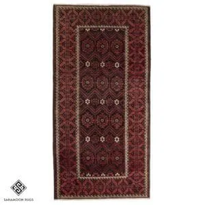 Hand-knotted Vintage Balooch Rug,7'7"x3'9", Code:1189